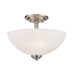 Ashton Bowl Semi Flush Ceiling Light - Brushed Nickel / Matte Opal