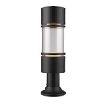 Luminata Outdoor Pier Light with Simple Round Base - Black / Clear