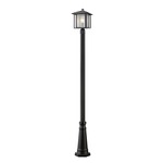 Aspen Outdoor Post Light with Round Post/Hexagon Base - Black / Clear Seedy