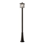 Aspen Outdoor Post Light with Round Post/Hexagon Base - Oil Rubbed Bronze / Clear Seedy