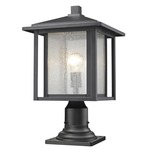 Aspen Outdoor Pier Light with Traditional Base - Black / Clear Seeded