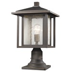 Aspen Outdoor Pier Light with Traditional Base - Oil Rubbed Bronze / Clear Seeded