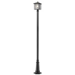 Aspen Outdoor Post Light with Round Post/Tapered Base - Black / Clear Seeded