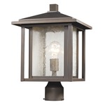 Aspen Outdoor Post Light with Round Fitter - Oil Rubbed Bronze / Clear Seeded