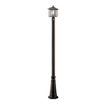 Aspen Outdoor Post Light with Round Post/Hexagon Base - Oil Rubbed Bronze / Clear Seedy