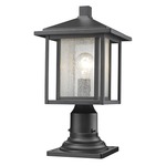 Aspen Outdoor Pier Light with Traditional Base - Black / Clear Seeded