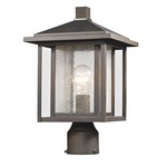 Aspen Outdoor Post Light with Round Fitter - Oil Rubbed Bronze / Clear Seeded