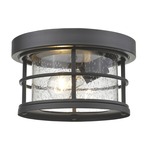 Exterior Additions Outdoor Ceiling Flush Light - Black / Clear Seeded
