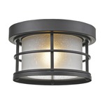 Exterior Additions Outdoor Ceiling Flush Light - Black / Frosted Seeded