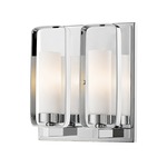 Aideen Double Wall Sconce - Chrome / Matte Opal