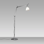 Tolomeo Shade Floor Lamp - Aluminum / Grey Fiber