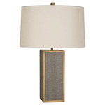 Anna 897/898 Table Lamp - Faux Brown Snakeskin / Taupe Dupioni