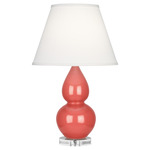 Double Gourd Table Lamp - Melon / Pearl Dupioni Shade