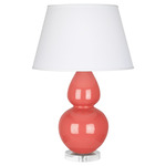 Double Gourd Table Lamp - Melon / Pearl Dupioni Shade