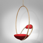Hanging Hoop Chair - Brass / Red