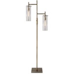 Dalton 2 Light Floor Lamp - Antique Brass / Clear