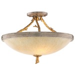 Parc Royale Semi Flush Ceiling Light - Gold & Silver Leaf / Golden Ice