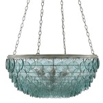 Quorum Small Chandelier - Silver Leaf / Recycled Glass