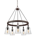 Loras Chandelier - Dark Weathered Iron / Clear Seeded