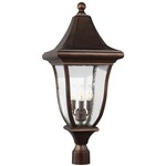Oakmont Outdoor Post Mount - Patina Bronze / Clear Seeded