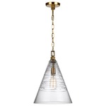 Elmore Cone Pendant - Burnished Brass / Clear