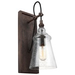 Loras Wall Light - Dark Weathered Iron / Clear Seeded