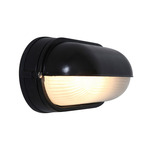 Nauticus Outdoor Oval Eyelid Wall Light - Black / Frosted
