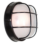 Nauticus Round Outdoor Bulkhead Wall / Ceiling Light - Black / Frosted