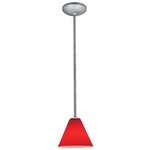 Martini Rod Pendant - Brushed Steel / Red