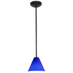 Martini Rod Pendant - Oil Rubbed Bronze / Cobalt Blue