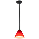 Martini Rod Pendant - Oil Rubbed Bronze / Red