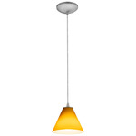 Martini Cord Pendant - Brushed Steel / Amber