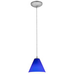 Martini Cord Pendant - Brushed Steel / Cobalt Blue