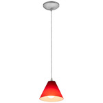 Martini Cord Pendant - Brushed Steel / Red
