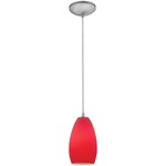 Champagne Cord Pendant - Brushed Steel / Red