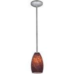 Champagne Rod Pendant - Brushed Steel / Brown Stone