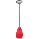 Champagne Rod Pendant - Brushed Steel / Red
