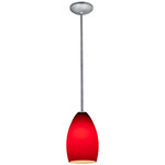 Champagne Rod Pendant - Brushed Steel / Red