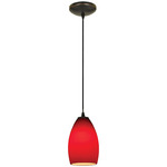 Champagne Cord Pendant - Oil Rubbed Bronze / Red