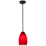 Champagne Rod Pendant - Oil Rubbed Bronze / Red