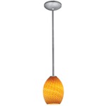 Brandy Rod Pendant - Brushed Steel / Amber Firebird