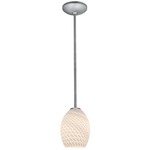 Brandy Rod Pendant - Brushed Steel / White Firebird