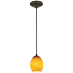 Brandy Cord Pendant - Oil Rubbed Bronze / Amber Firebird