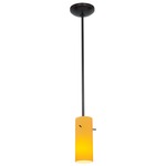 Glass Cylinder Rod Pendant - Oil Rubbed Bronze / Amber