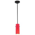 Glass Cylinder Rod Pendant - Oil Rubbed Bronze / Red