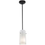 Glass n Glass Cylinder Rod Pendant - Oil Rubbed Bronze / Clear / Opal