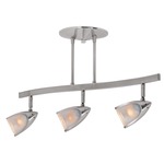 Comet Linear Semi Flush Ceiling Light - Brushed Steel / Opal