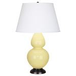 Double Gourd Table Lamp - Butter / Pearl Dupioni Shade