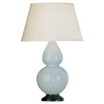 Double Gourd Table Lamp - Baby Blue / Pearl Dupioni Shade