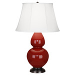 Double Gourd Table Lamp - Oxblood / Ivory Shade